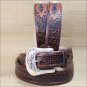 42 inch TONY LAMA MEN'S CHOCOLATE BROWN SOUTHERN CAIMAN LEATHER BELT