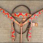 F95 HILASON WESTERN LEATHER HORSE BRIDLE HEADSTALL BREAST COLLAR RAINBOW TIE