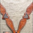 HILASON WESTERN LEATHER HORSE BREAST COLLAR LIGHT OIL BLING RHINESTONES INLAY