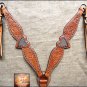 HILASON WESTERN LEATHER HORSE BREAST COLLAR LIGHT OIL BLING RHINESTONES INLAY