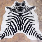 955F HILASON STENCIL ZEBRA HAIRON LEATHER PURE BRAZILIAN COWHIDE SKIN RUG CARPET