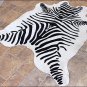 955F HILASON STENCIL ZEBRA HAIRON LEATHER PURE BRAZILIAN COWHIDE SKIN RUG CARPET