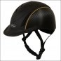 LARGE HILASON DARK BROWN TAN PIPING LOW PROFILE ELITE RIDING HELMET