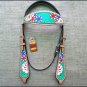 HILASON WESTERN LEATHER HORSE HEADSTALL BREAST COLLAR HAND PAINT CARDS GREEN