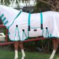 81" HILASON POLY AIRFLOW MESH HORSE FLY SHEET W/ NECK COVER & BELLY WRAP WHITE