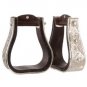 TOUGH 1 ROYAL KING SILVER ENGRAVED ADULT BELL HORSE STIRRUPS PAIR DARK OIL