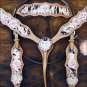 NEW HILASON WESTERN COWHIDE HAIR ON LEATHER HORSE BRIDLE HEADSTALL BREAST COLLAR
