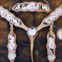 NEW HILASON WESTERN COWHIDE HAIR ON LEATHER HORSE BRIDLE HEADSTALL BREAST COLLAR