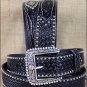 40 in M&F WESTERN ARIAT SANDS BLACK MENS LEATHER BELT BASKET WEAVE W/ CONCHO