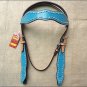 HILASON WESTERN LEATHER HORSE BRIDLE HEADSTALL OSTRICH TURQUOISE CLEAR CRYSTAL