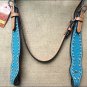 HILASON WESTERN LEATHER HORSE BRIDLE HEADSTALL OSTRICH TURQUOISE CLEAR CRYSTAL