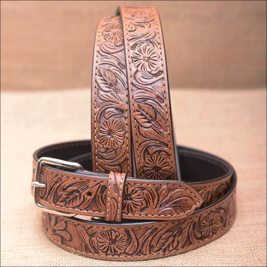 56" HILASON HAND MADE HEAVY DUTY BUFFALO HIDE LEATHER STICHED BELT