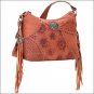 AMERICAN WEST LEATHER SOHO GROOVE ZIP TOP LADIES SHOULDER HAND BAG BROWN