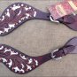 HILASON WESTERN FLORAL HAND TOOLED LEATHER SPUR STRAPS MAHOGANY WHITE
