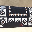 FE299-F HILASON WESTERN NEW ZEALAND WOOL HORSE SADDLE BLANKET BLACK WHITE