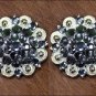 SET OF 2 BLACK DAIMOND CRYSTALS 1-1/4in. BERRY CONCHO RHINESTONE TACK SADDLE