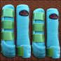 MEDIUM HILASON GLITTER GREEN HORSE FRONT REAR LEG PROTECTION SPORTS BOOTS 4 PACK