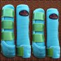 MEDIUM HILASON GLITTER GREEN HORSE FRONT REAR LEG PROTECTION SPORTS BOOTS 4 PACK