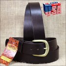40IN. BROWN 1.5in CASUAL PLAIN STRAP LEATHER BELT MADE IN USA