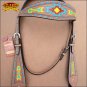 HILASON WESTERN LEATHER HORSE BRIDLE HEADSTALL TAN W/ AZTEC HAND PAINT