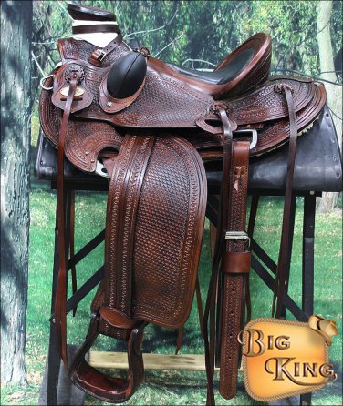 WD087ADB-F HILASON BIG KING WESTERN WADE RANCH ROPING COWBOY TRAIL SADDLE 15