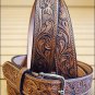 32" HILASON HEAVY DUTY HAND MADE BUFFALO HIDE LEATHER STICHED GUN HOLSTER BELT