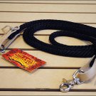 BLACK NEW POLY NYLON CONTEST REINS BARREL RACER TRAIL RIDE W/LEATHER 7FT.