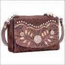 AMERICAN WEST LEATHER WOODLAND BLOOM LADIES CROSSBODY SHOULDER HAND BAG PURSE