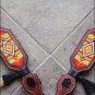 HILASON WESTERN LEATHER HORSE BREAST COLLAR BROWN W/ BEADED INLAY