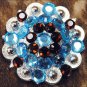 TURQUOISE BROWN CRYSTAL 1-1/4in BERRY CONCHO RHINESTONE SADDLE TACK