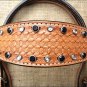 S257 HILASON WESTERN LEATHER HAND TOOL HORSE BRIDLE HEADSTALL TAN W/ RHINESTONES
