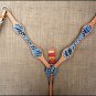 HILASON WESTERN BLUE ZEBRA HAIR ON LEATHER HORSE BREAST COLLAR RHINESTONES S451