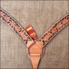 V1 HILASON WESTERN LEATHER HORSE BREAST COLLAR TAN W/ BLACK HAND PAINT INLAY