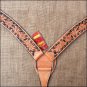 V1 HILASON WESTERN LEATHER HORSE BREAST COLLAR TAN W/ BLACK HAND PAINT INLAY
