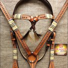 HILASON WESTERN LEATHER HORSE BRIDLE HEADSTALL BREAST COLLAR RAWHIDE BRAIDED S38