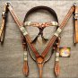 HILASON WESTERN LEATHER HORSE BRIDLE HEADSTALL BREAST COLLAR RAWHIDE BRAIDED S38