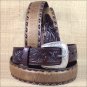 44x1 1/2" 3D DARK BROWN MENS WESTERN FASHION LEATHER BELT REMOVABLE BUCKLE