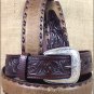 44x1 1/2" 3D DARK BROWN MENS WESTERN FASHION LEATHER BELT REMOVABLE BUCKLE