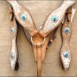 WESTERN LEATHER HORSE BRIDLE HEADSTALL BREAST COLLAR COWHIDE HAIR ON W/ CONCHO