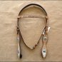 WESTERN LEATHER HORSE BRIDLE HEADSTALL BREAST COLLAR COWHIDE HAIR ON W/ CONCHO