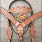 S- HILASON WESTERN BASKET WEAVE LEATHER HORSE BRIDLE HEADSTALL BREAST COLLAR TAN