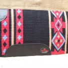 FEP311 HILASON WESTERN NEW ZEALAND WOOL HORSE SADDLE BLANKET BLACK RED