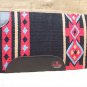 FEP311 HILASON WESTERN NEW ZEALAND WOOL HORSE SADDLE BLANKET BLACK RED