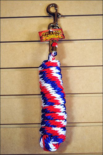 R96 HILASON WESTERN TACK HORSE THREE TONE POLY LEAD ROPES W/ BRASS PLATED SNAP