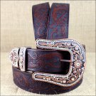40 inch C20925 JUSTIN BROWN COPPER CREEK WESTERN LEATHER LADIES BELT COWGIRL
