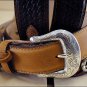 BROWN TAN JUSTIN ODESSA WESTERN TOOLED LEATHER MEN'S BELT WITH SHOW STAR CONCHO