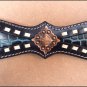 HILASON WESTERN LEATHER BRIDLE HEADSTALL BREAST COLLAR BLACK TURQUOISE ALLIGATOR