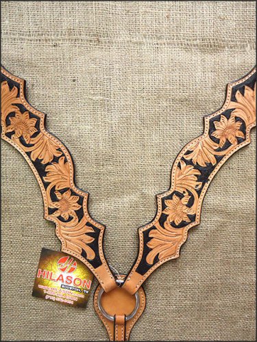 HILASON WESTERN LEATHER HORSE BREAST COLLAR LIGHT OIL BLACK