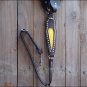 HILASON WESTERN LEATHER ONE EAR HORSE HEADSTALL BREAST COLLAR BROWN YELLOW INLAY