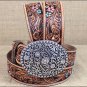 38 inch JUSTIN TAN VANESSA VINE FLORAL TOOL LEATHER LADIES BELT WESTERN COWGIRL